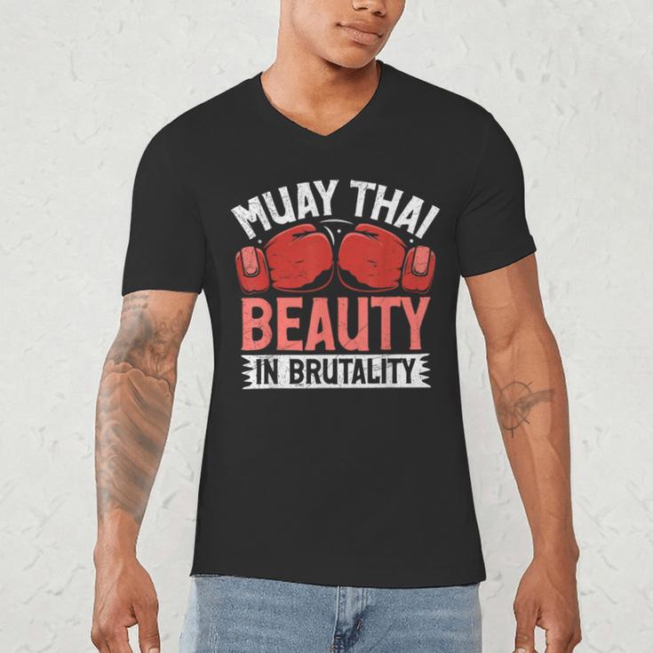 Muay Thai Beauty In Brutality Muay Thai Men's V-Neck T-Shirt
