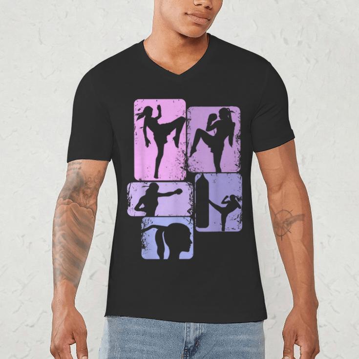 Muay Thai Thai Boxes Girls Kids Women Men's V-Neck T-Shirt