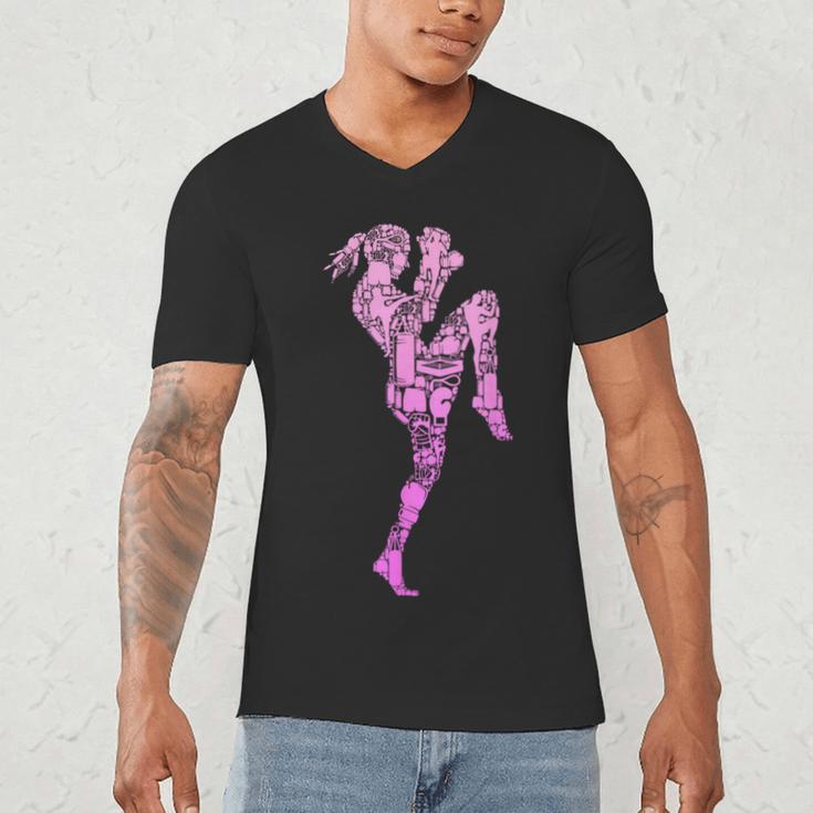 Muay Thai Thai Boxing Women Girls Children Men's V-Neck T-Shirt