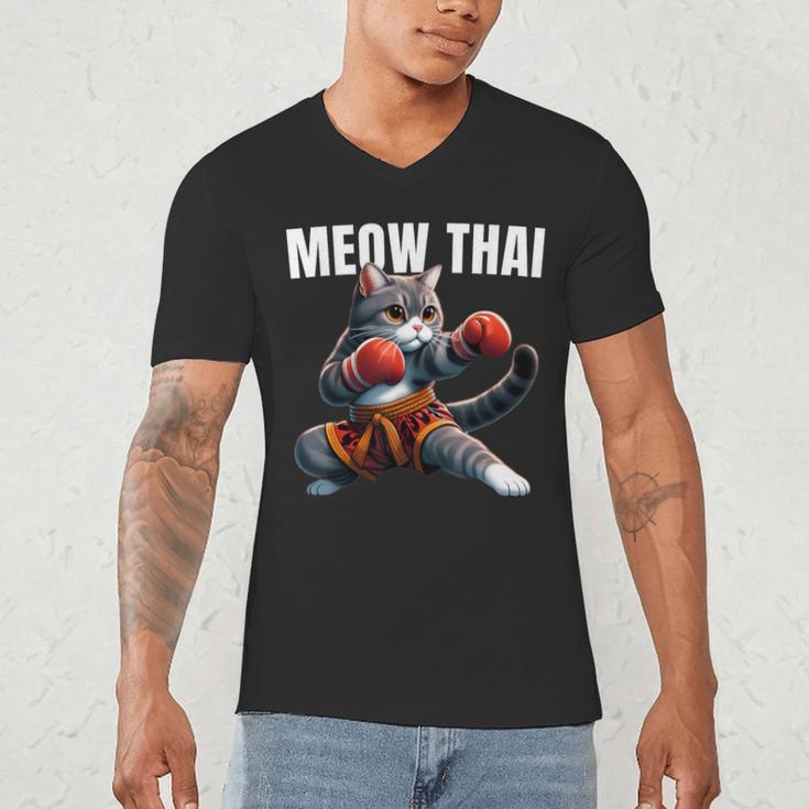 Muay Thai Cat Meow Thai Boxing Martial Art Kids Men's V-Neck T-Shirt Muay Thai Cat Meow Thai Boxing Martial Art Kids Men's V-Neck T-Shirt