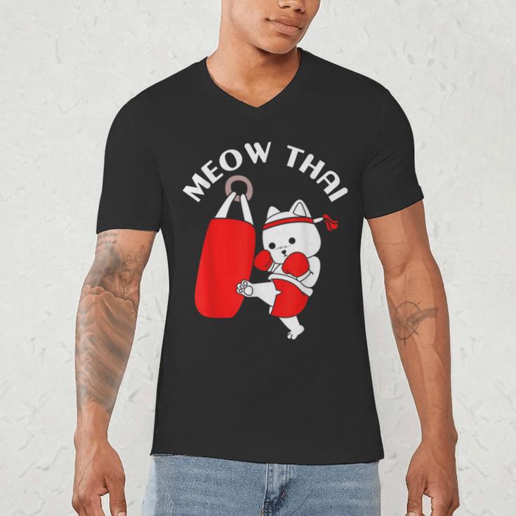 Muay Thai Cat Meow Thai Men's V-Neck T-Shirt