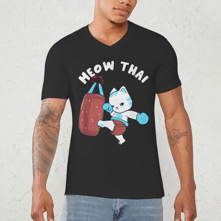 Muay Thai Cat Meow Thai Punch Bag Martial Arts Men's V-Neck T-Shirt Muay Thai Cat Meow Thai Punch Bag Martial Arts Men's V-Neck T-Shirt