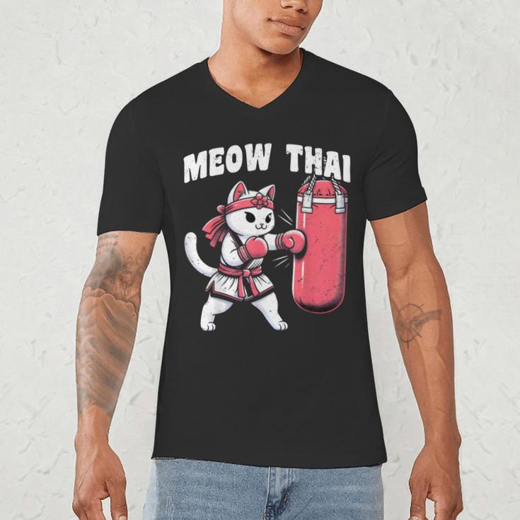 Muay Thai Cat Meow Thai Women Neko Costume Muay Thai Men's V-Neck T-Shirt