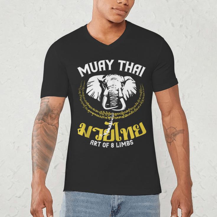 Muay Thai Elephant Martial Arts Thai Boxing Coach Lover Men's V-Neck T-Shirt