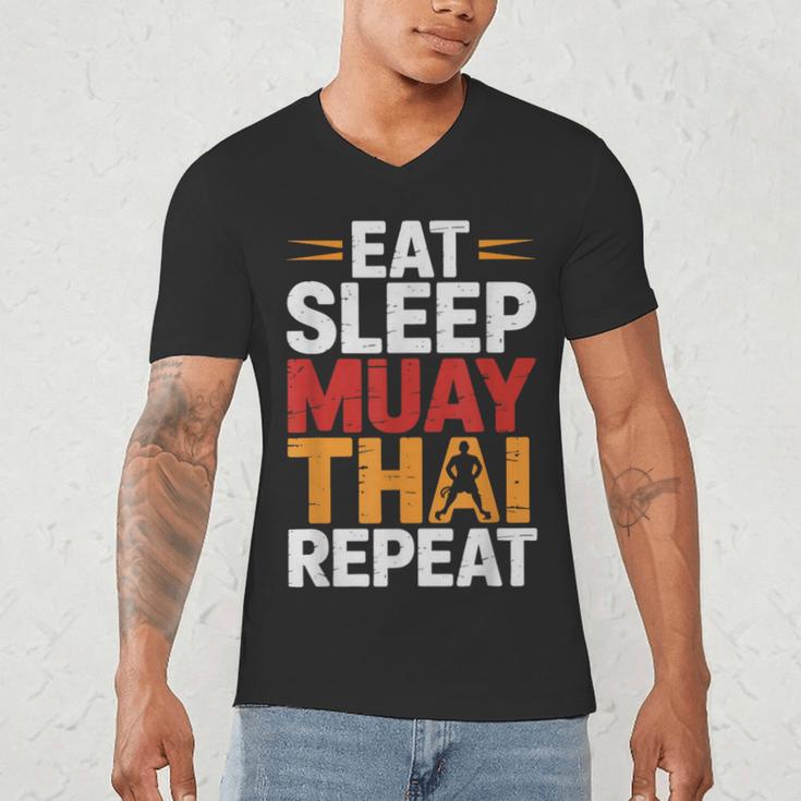 Muay Thai Fighter Eat Sleep Repeat Lifestyle Training Men's V-Neck T-Shirt