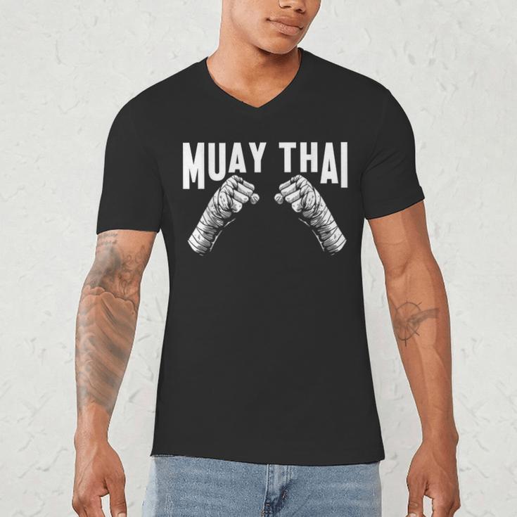 Muay Thai Fighter Fists MMA Club Martial Arts Fighting Coach Men's V-Neck T-Shirt