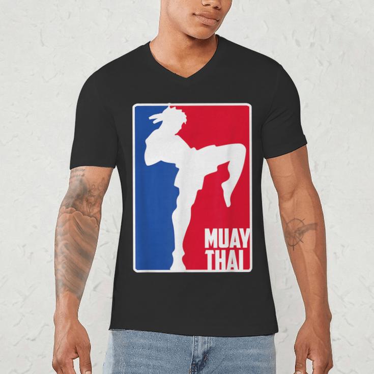 Muay Thai Fighter Retro Kickboxing Training MMA Men's V-Neck T-Shirt