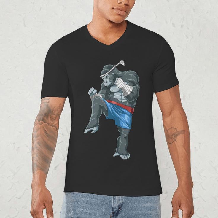 Muay Thai Gorilla Thai Boxing Men's V-Neck T-Shirt Muay Thai Gorilla Thai Boxing Men's V-Neck T-Shirt