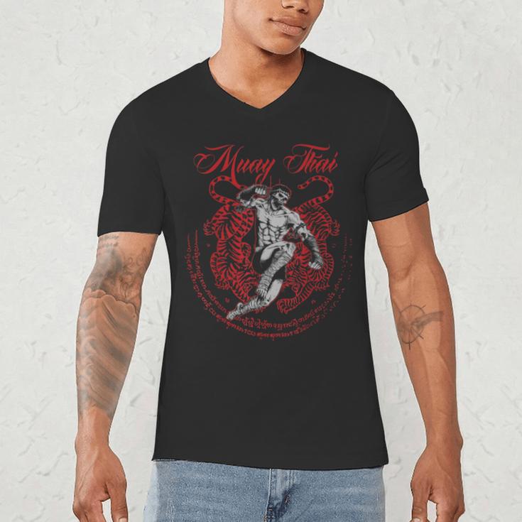 Muay Thai Kickboxing Martial Art Fighter Thai Boxing Men's V-Neck T-Shirt