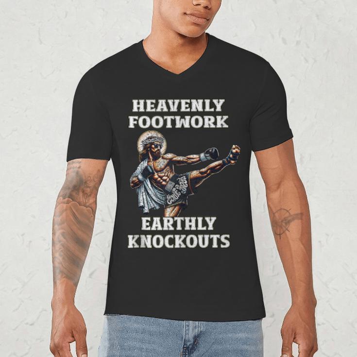 Muay Thai Lord Jesus Kickboxing Christian Men's V-Neck T-Shirt