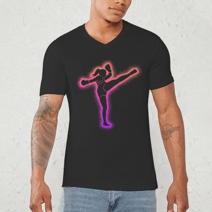 Muay Thai Martial Arts Kickboxer Women Girls Kickboxing Men's V-Neck T-Shirt