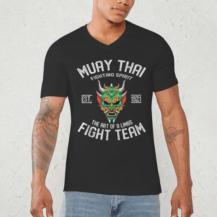 Muay Thai Oni Fight Team Kickboxing Men's V-Neck T-Shirt Muay Thai Oni Fight Team Kickboxing Men's V-Neck T-Shirt