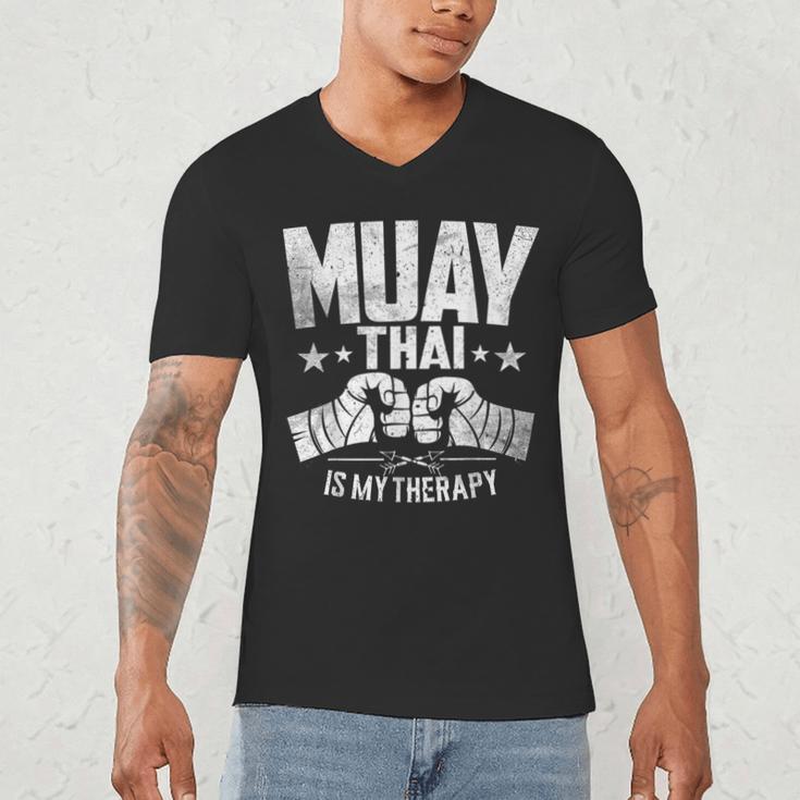 Muay Thai Is My Therapy Muay Thai Lovers Muay Thai Men's V-Neck T-Shirt Muay Thai Is My Therapy Muay Thai Lovers Muay Thai Men's V-Neck T-Shirt