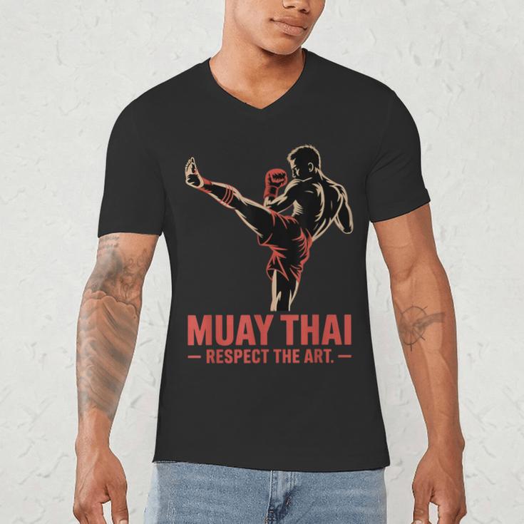 Muay Thai Respect The Art Martial Arts Kickboxing MMA Men's V-Neck T-Shirt Muay Thai Respect The Art Martial Arts Kickboxing MMA Men's V-Neck T-Shirt