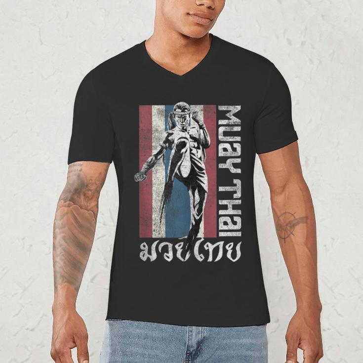 Muay Thai Shirt Thailand Flag Martial Arts Shirt Men's V-Neck T-Shirt