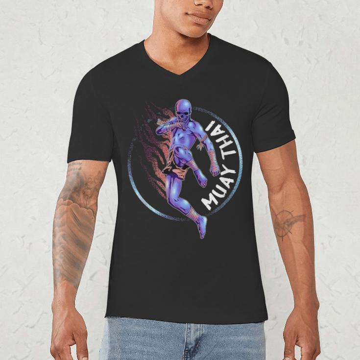 Muay Thai Skeleton Men's V-Neck T-Shirt Muay Thai Skeleton Men's V-Neck T-Shirt