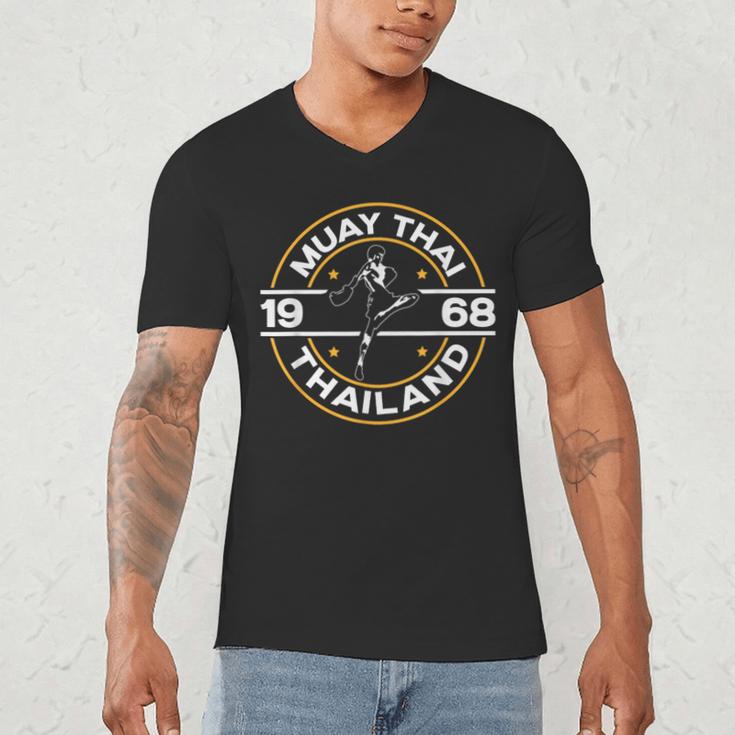 Muay Thai Thailand Fighter Fighting Combat 1969 Thai Boxing Men's V-Neck T-Shirt