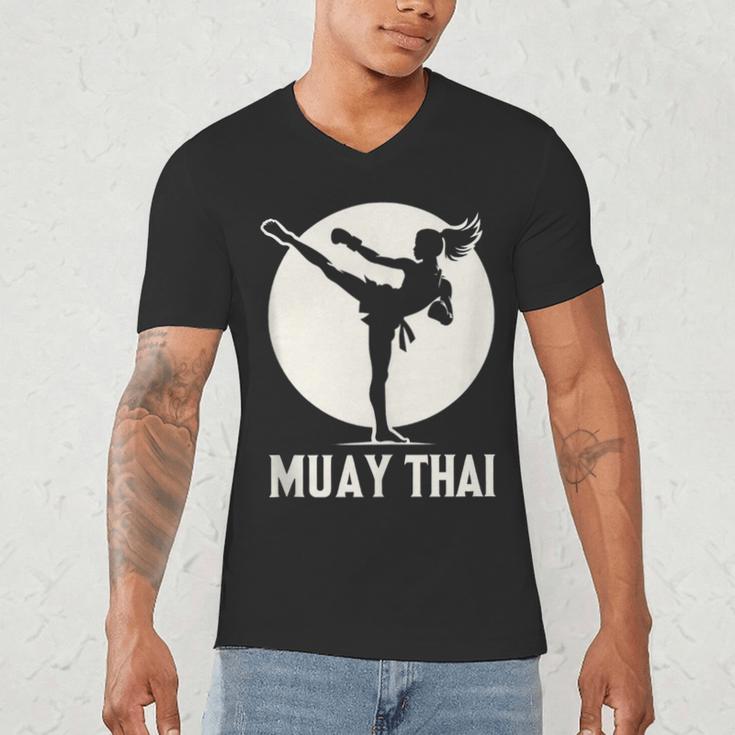 Muay Thai Woman Image Men's V-Neck T-Shirt Muay Thai Woman Image Men's V-Neck T-Shirt