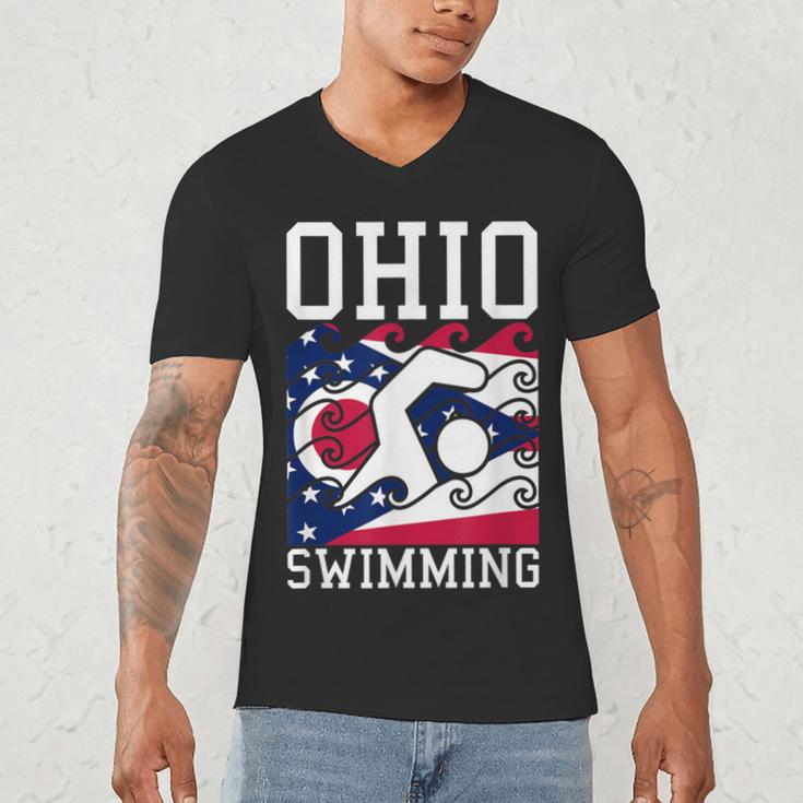 Ohio Flag Swimming Team Swim Swimmer US State Men's V-Neck T-Shirt