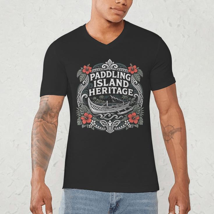 Paddling Island Heritage Outrigger Canoe Men's V-Neck T-Shirt