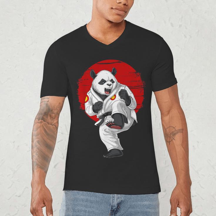 Panda Bear Karate Kickboxing Muay Thai Martial Arts Men's V-Neck T-Shirt