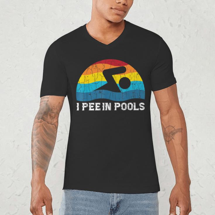 I Pee In Pools Swimmer Swimming Coach Player Graphic Men's V-Neck T-Shirt