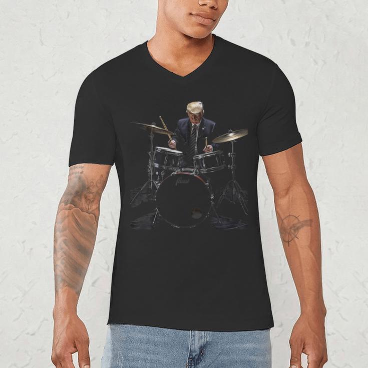 Percussion Player Drumset Retro Drum Kit Percussionist Trump Drummer Drums 2024 -Adults Men's V-Neck T-Shirt