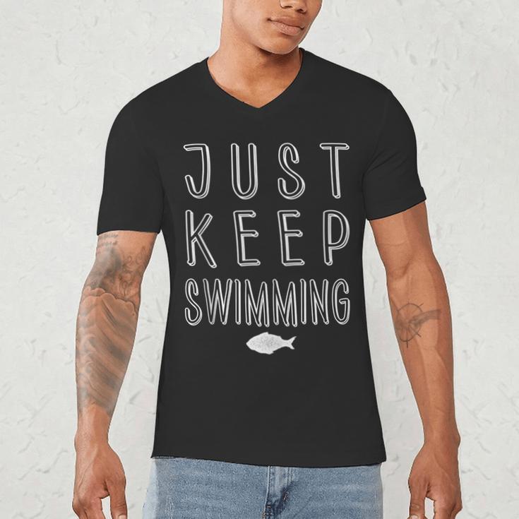 Pretty Fish Just Keep Swimming Men's V-Neck T-Shirt Pretty Fish Just Keep Swimming Men's V-Neck T-Shirt
