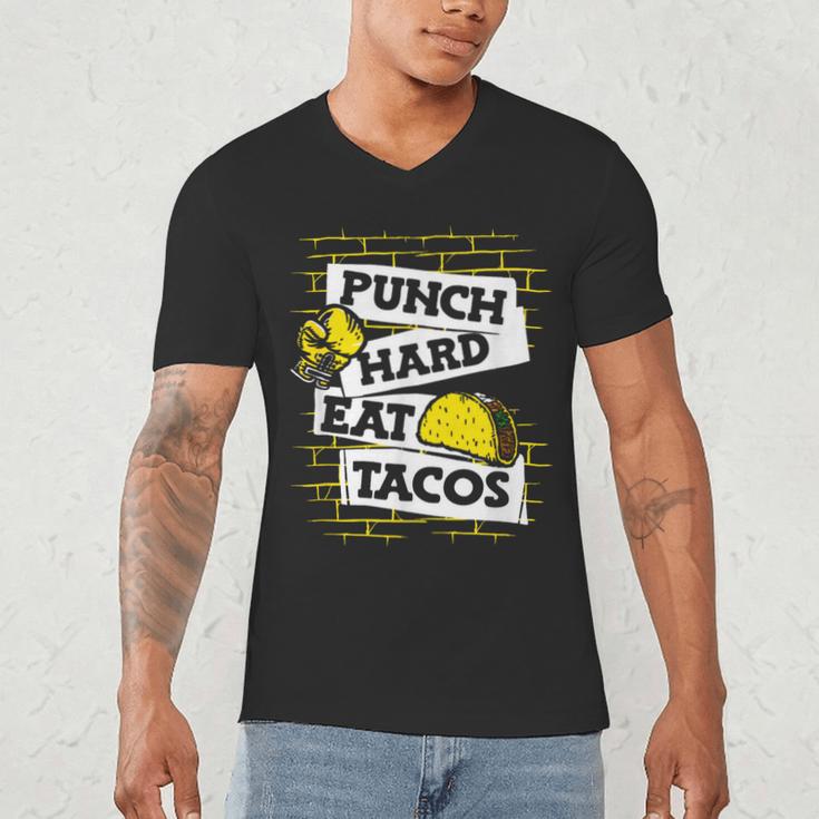 Punch Hard Eat Tacos Professional Boxer Muay Thai Boxing Men's V-Neck T-Shirt