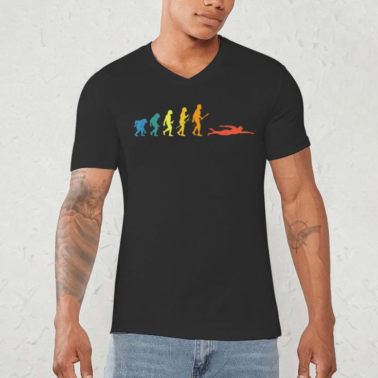 Retro Swimming Evolution For Swimmers Summer Water Lovers Men's V-Neck T-Shirt Retro Swimming Evolution For Swimmers Summer Water Lovers Men's V-Neck T-Shirt