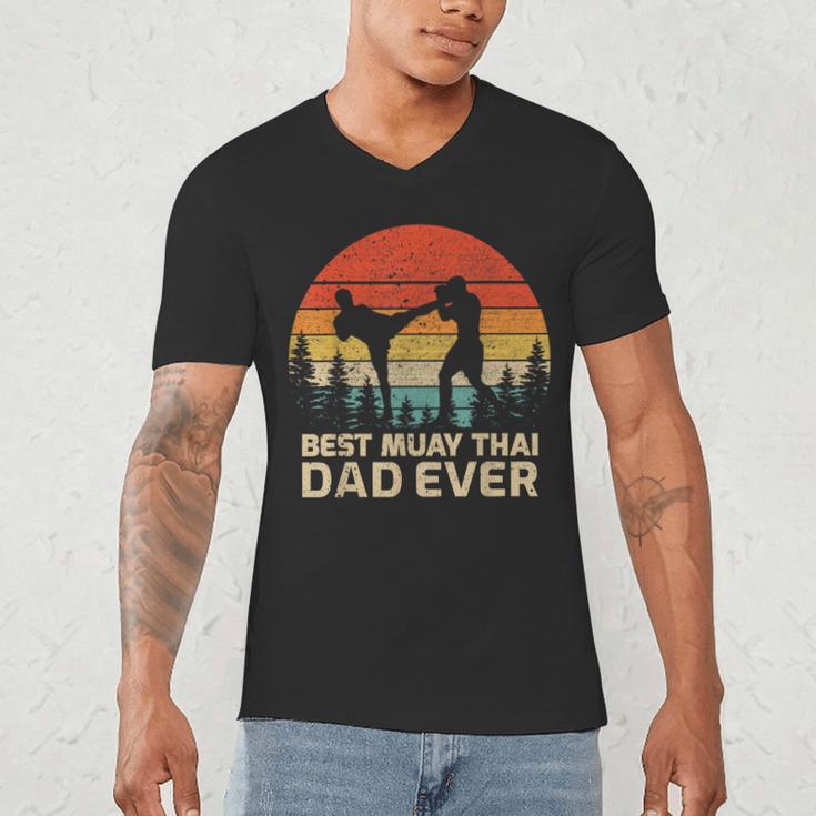 Retro Vintage Best Muay Thai Dad Ever Father's Day Men's V-Neck T-Shirt