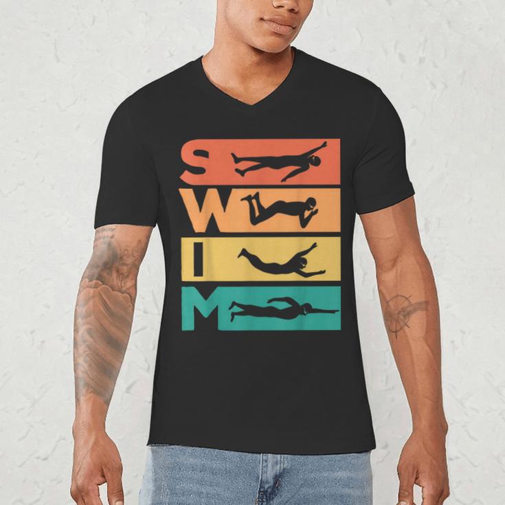 Retro Vintage Swimming For Swimmers Men's V-Neck T-Shirt