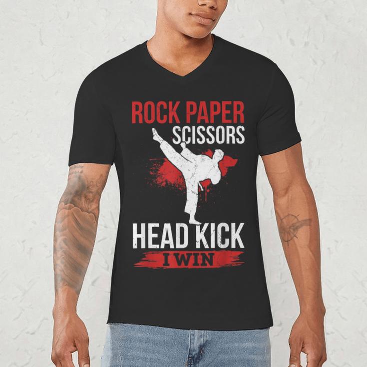 Rock Paper Scissors Head Kick I Win Muay Thai Men's V-Neck T-Shirt