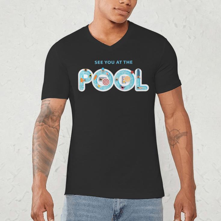 See You At The Pool Summer Swimming Pool Men's V-Neck T-Shirt See You At The Pool Summer Swimming Pool Men's V-Neck T-Shirt