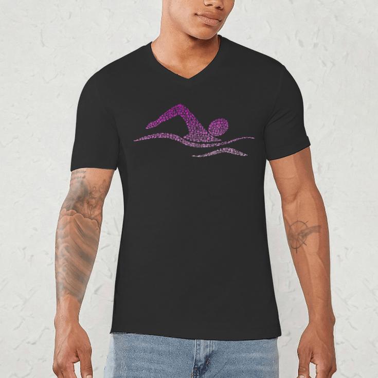 Silhouette Icon Swimmer Stuff Girls Swimming Men's V-Neck T-Shirt