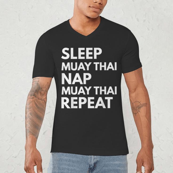 Sleep Nap Muay Thai Repeat Lover Martial Arts Men's V-Neck T-Shirt