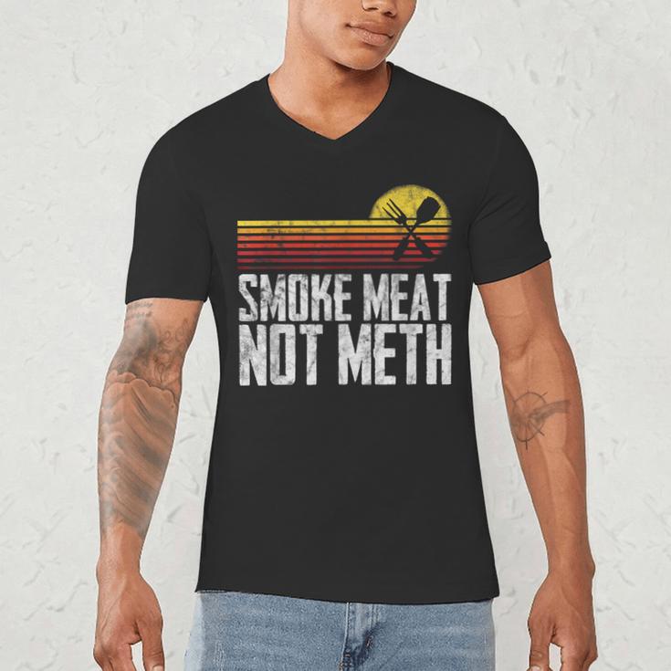 Smoke Meat Not Meth Grilled BBQ Dad Brisket Grilling Men's V-Neck T-Shirt
