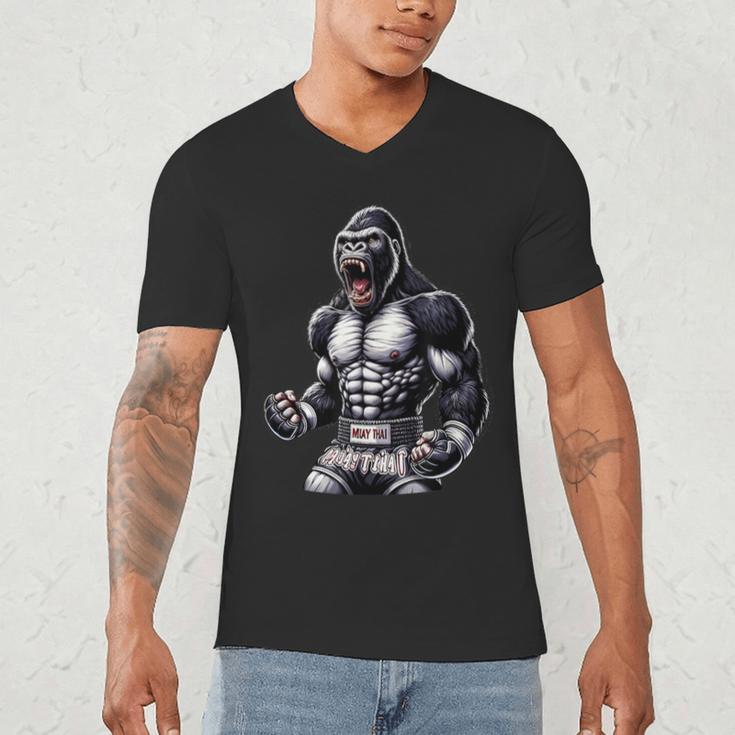 Strong Muay Thai Gorilla Thai Boxing And Fighting Men's V-Neck T-Shirt Strong Muay Thai Gorilla Thai Boxing And Fighting Men's V-Neck T-Shirt