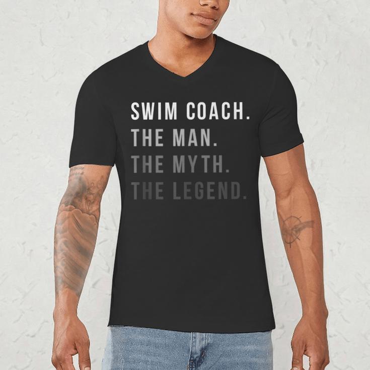 Swim Coach The Man The Myth The Legend Swimming Coach Men's V-Neck T-Shirt Swim Coach The Man The Myth The Legend Swimming Coach Men's V-Neck T-Shirt