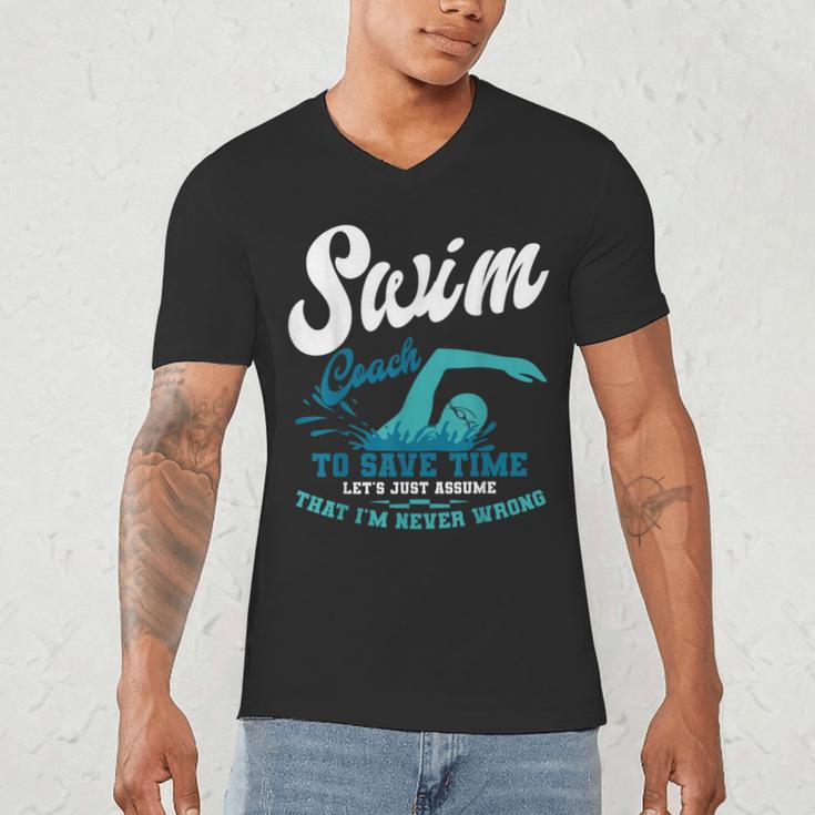 Swim Coach Swimming Lesson Sport Professional Instructor Men's V-Neck T-Shirt Swim Coach Swimming Lesson Sport Professional Instructor Men's V-Neck T-Shirt
