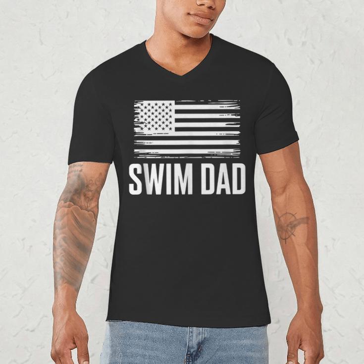 Swim Dad Art For Dad Father Men Swim Team Dad Swimming Coach Men's V-Neck T-Shirt Swim Dad Art For Dad Father Men Swim Team Dad Swimming Coach Men's V-Neck T-Shirt