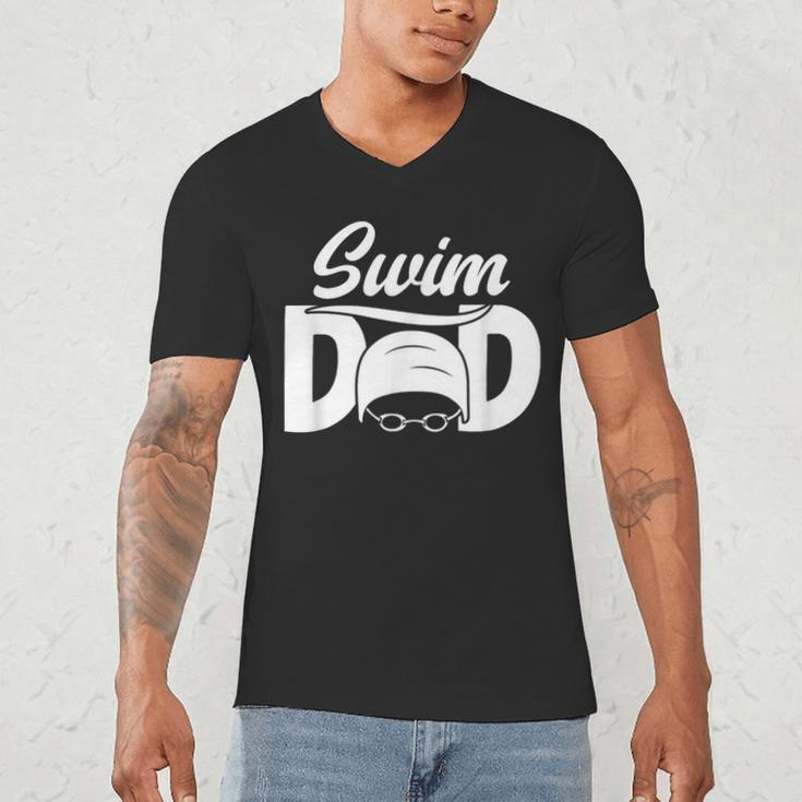 Swim Dad Proud Swimming Dad Of A Swimmer Dad Swim Father Men's V-Neck T-Shirt