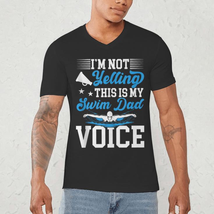 Swim Dad Voice Swimming Dad Of A Swimmer Father Men's V-Neck T-Shirt
