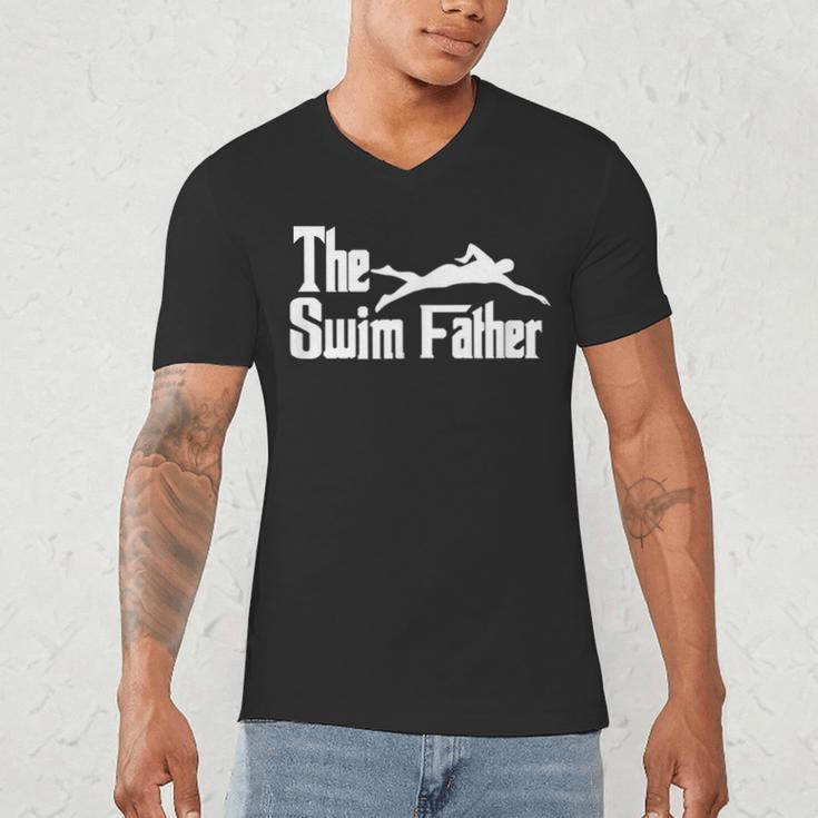 The Swim Father Swimming Dad Swimmer Men's V-Neck T-Shirt The Swim Father Swimming Dad Swimmer Men's V-Neck T-Shirt