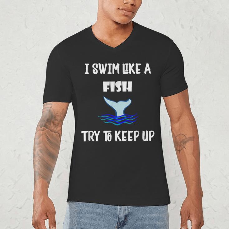Swim Like a Fish Swimming Sport ExerciseShirt Dk Men's V-Neck T-Shirt Swim Like a Fish Swimming Sport ExerciseShirt Dk Men's V-Neck T-Shirt