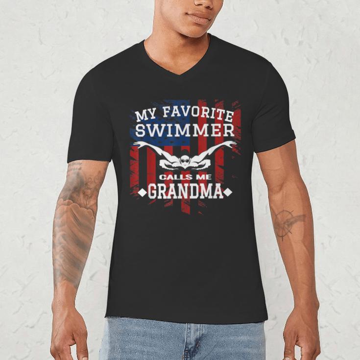 Swim Grandma Tshirt US American Flag Swimming Tee Men's V-Neck T-Shirt Swim Grandma Tshirt US American Flag Swimming Tee Men's V-Neck T-Shirt