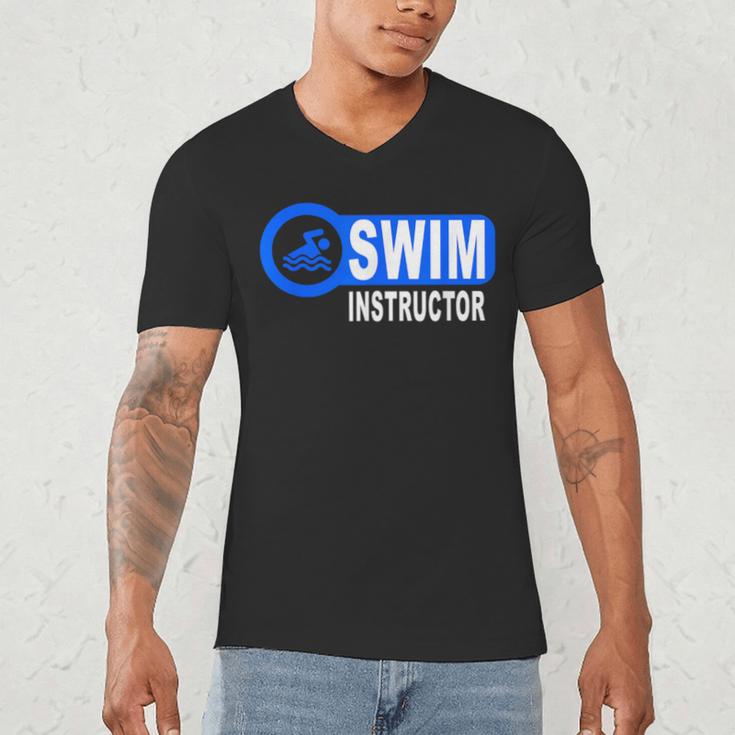 Swim Instructor Swimming Teacher Swimmer In Pool Graphic Art Men's V-Neck T-Shirt Swim Instructor Swimming Teacher Swimmer In Pool Graphic Art Men's V-Neck T-Shirt