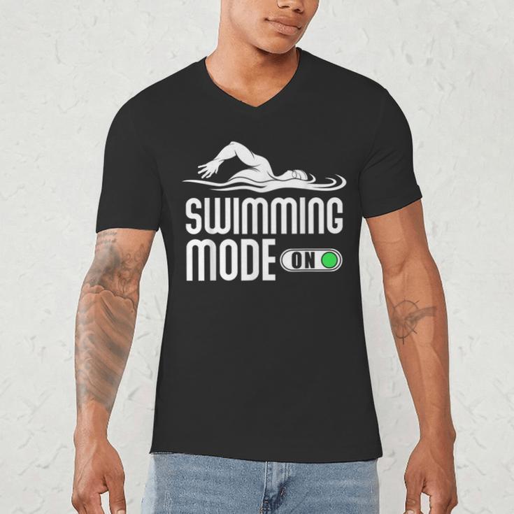 Swim Slogan Funny Swimming Mode On Swim Men's V-Neck T-Shirt Swim Slogan Funny Swimming Mode On Swim Men's V-Neck T-Shirt