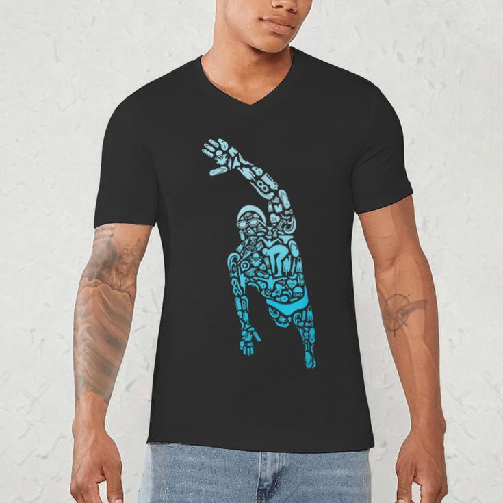 Swim Sport Athletes Swimmer Dad Boys Competitive Swimming Men's V-Neck T-Shirt