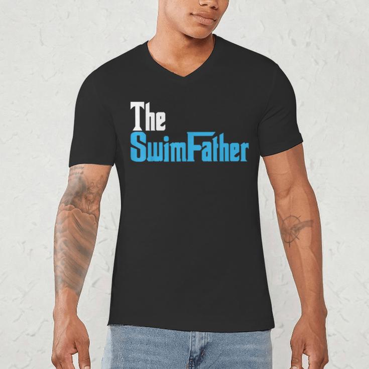 The SwimFather Saying Tee For Swimming Fatehrs Men's V-Neck T-Shirt The SwimFather Saying Tee For Swimming Fatehrs Men's V-Neck T-Shirt
